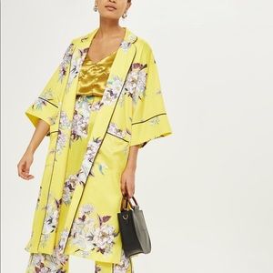 Yellow Heron Print Kimono